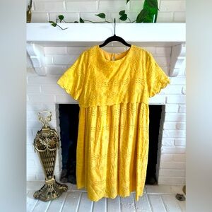 Yellow Tiered Eyelet Sundress- Petallush